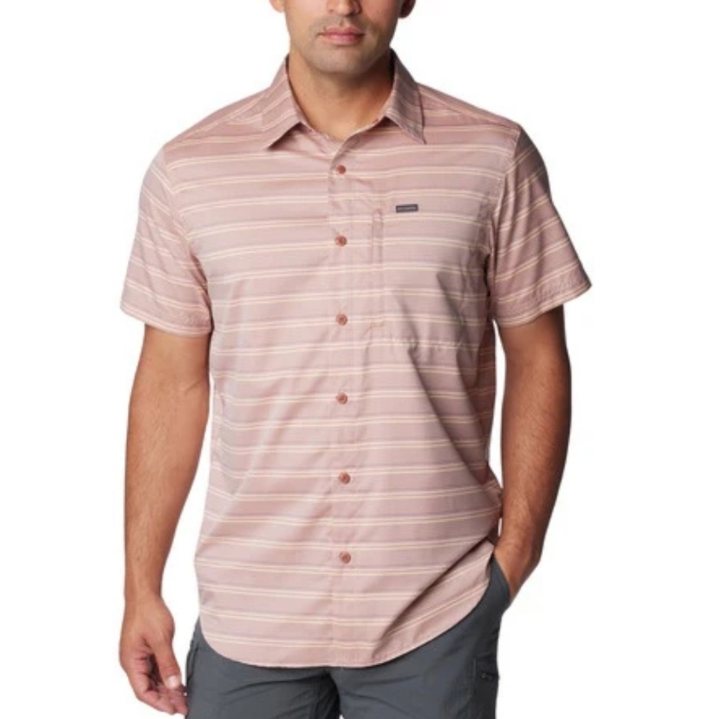 COLUMBIA | Men's Auburn Chambray Silver Ridge Utility Striped Short Sleeve Shirt